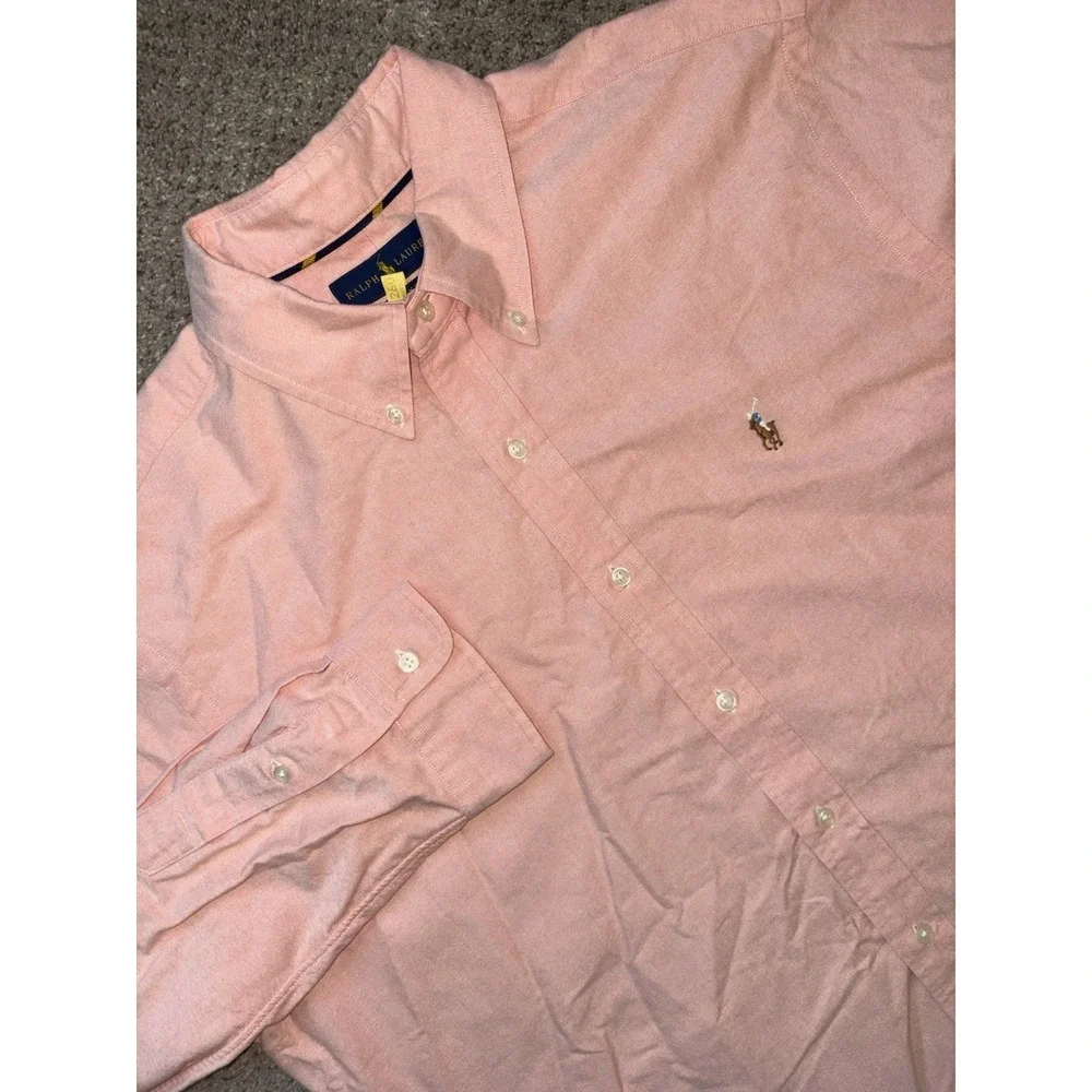 Polo Ralph Lauren Mens‎ XL Button Down Shirt Classic Fit Solid Coral Peach